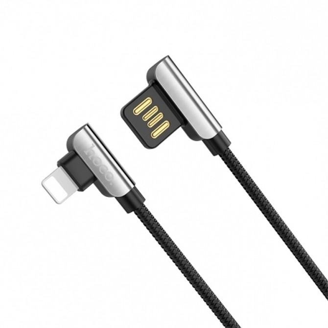 Кабель USB Hoco U42 Exquisite Steel Lightning (L Shape) Black 1.2m-1