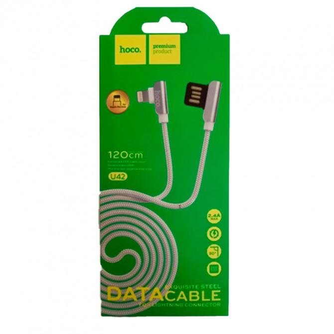 Кабель USB Hoco U42 Exquisite Steel Lightning (L Shape) Black 1.2m-2