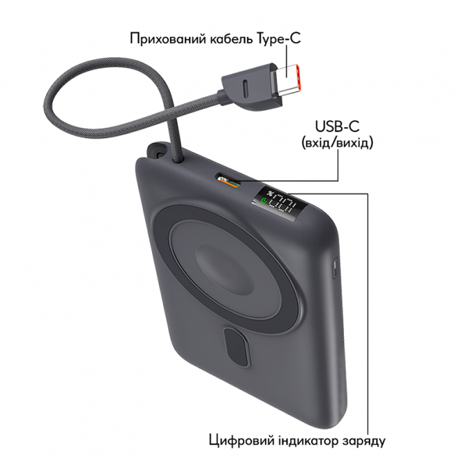 Дополнительная батарея Relict Oniqx 2in1 10000mAh MagSafe 22.5W Grey-2