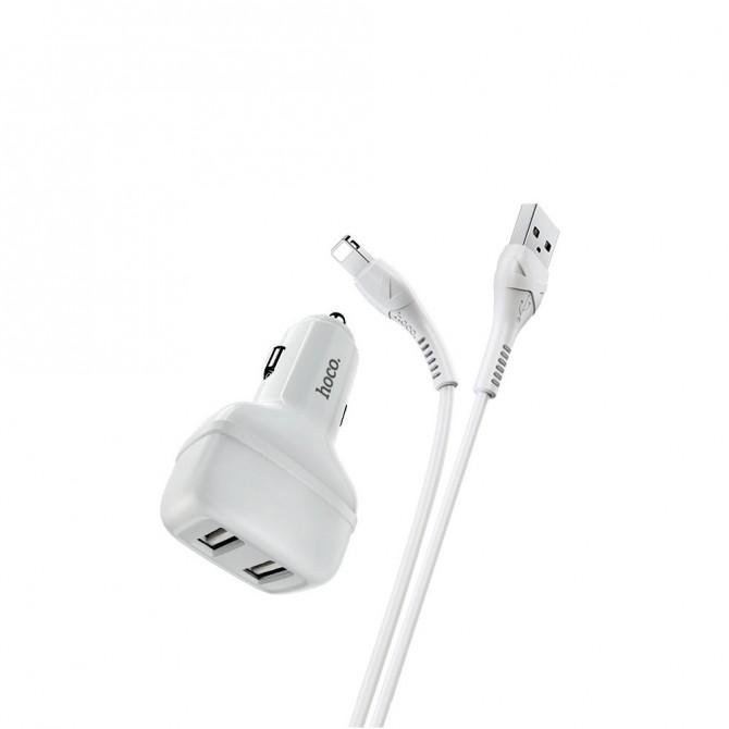 Автомобильное зарядное устройство Hoco Z36 White + USB Cable Lightning-1