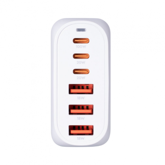 Сетевое зарядное устройство для Gelius Force GaN 100W GP-HC063 3USB-A + 3Type-C White-1