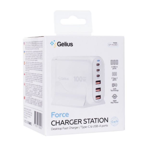 Сетевое зарядное устройство для Gelius Force GaN 100W GP-HC063 3USB-A + 3Type-C White-2