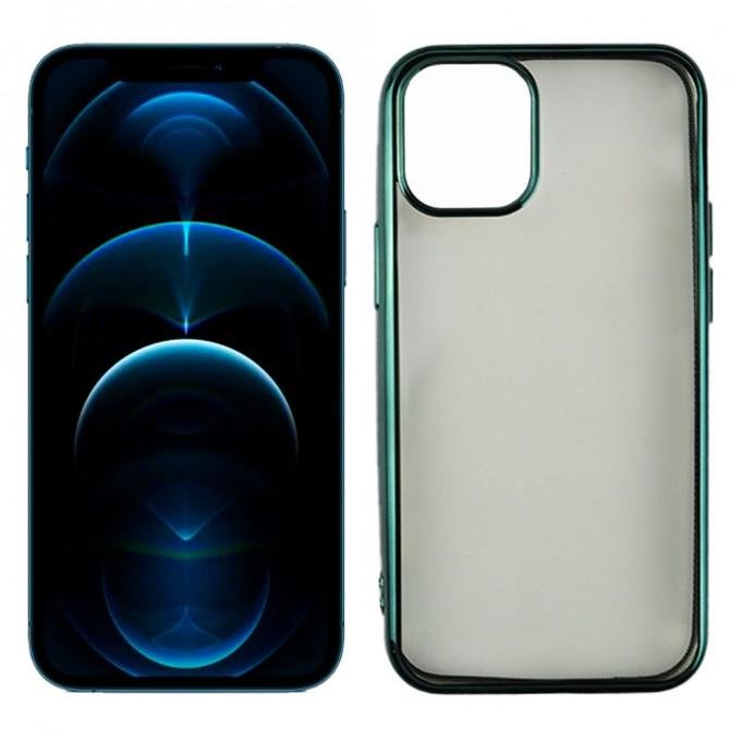 Чехол силиконовый с глянцевой окантовкой для Apple iPhone 12 Pro/12 Темно Зеленый