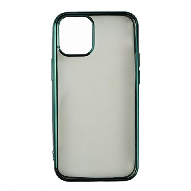 Чехол силиконовый с глянцевой окантовкой для Apple iPhone 12 Pro/12 Темно Зеленый-1