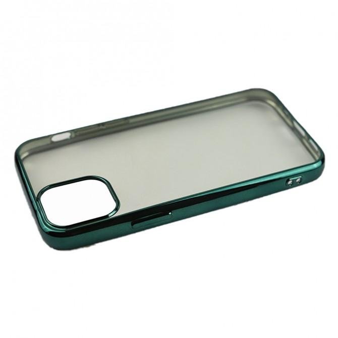 Чехол силиконовый с глянцевой окантовкой для Apple iPhone 12 Pro/12 Темно Зеленый-3