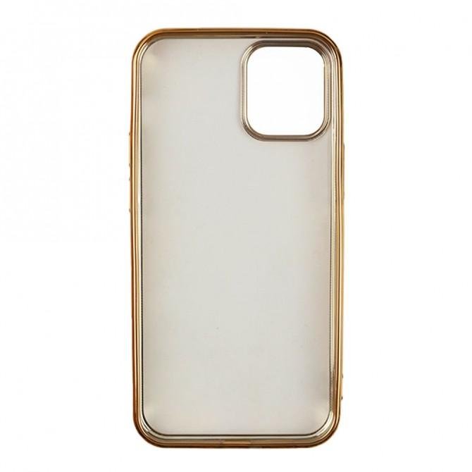 Чехол силиконовый с глянцевой окантовкой для Apple iPhone 12 Pro/12 Золотой-2
