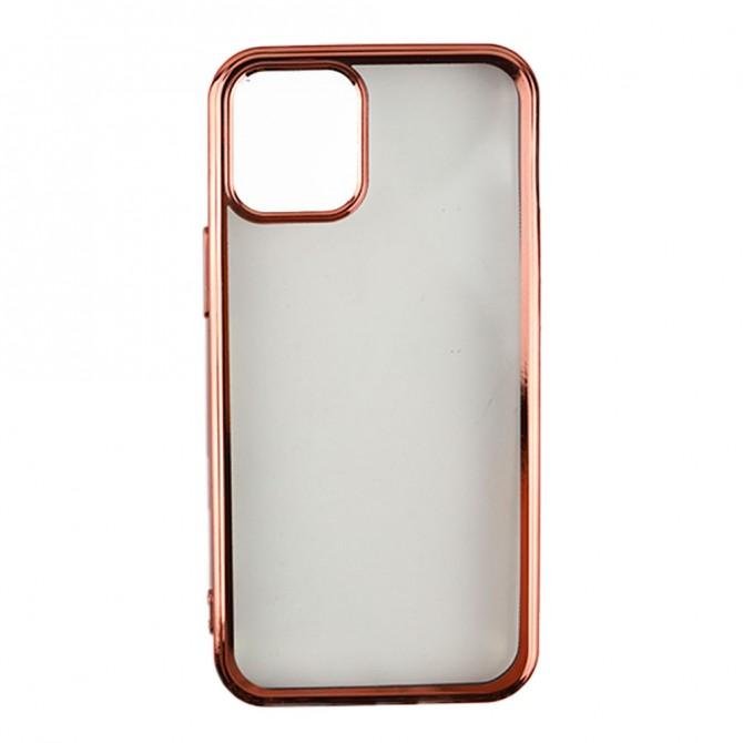 Чохол силіконовий з глянсовою окантовкою для Apple iPhone 12 Pro Max Рожеве Золото-1
