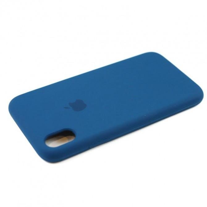 Оригинальный силиконовый чехол для iPhone X/Xs Темно Синий FULL-1