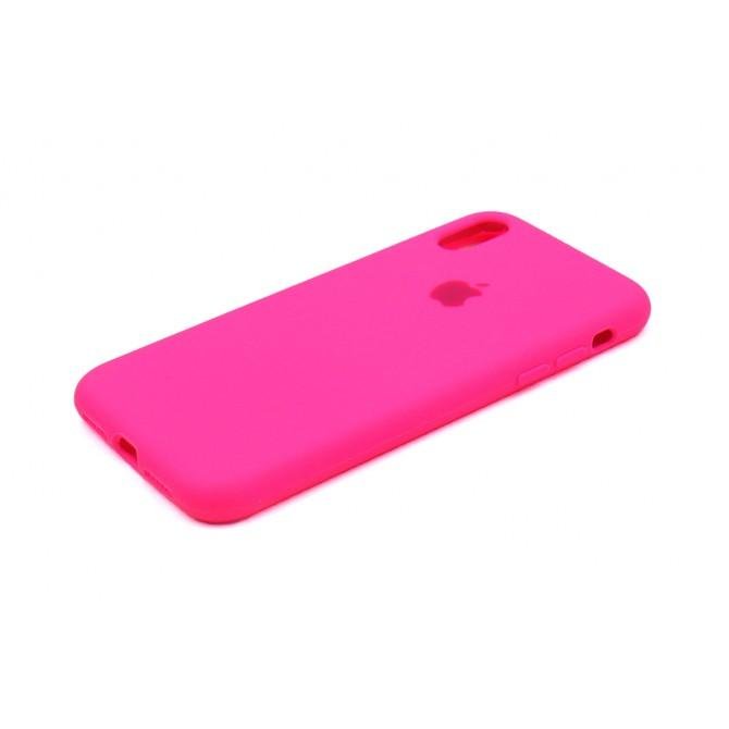 Оригинальный силиконовый чехол для iPhone X/Xs Неоново Розовыйй FULL-3
