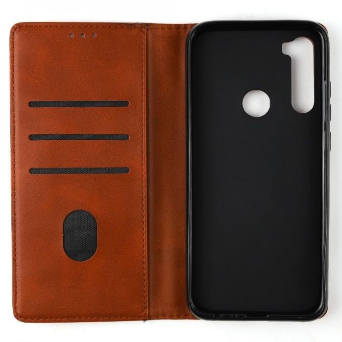 Чехол-книжка Lines Leather для Xiaomi Redmi Note 8T Коричневый-3