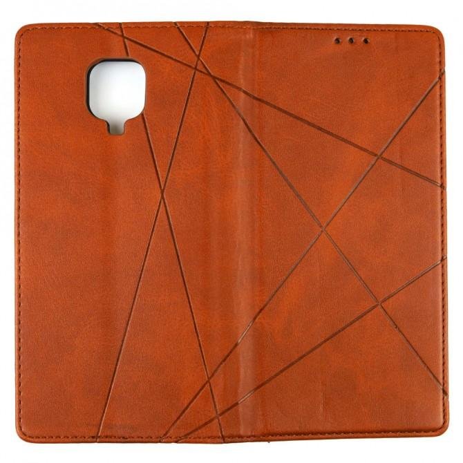 Чохол-книжка Lines Leather для Xiaomi Redmi Note 9/Redmi 10X Brown-2