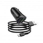 Автомобільний зарядний пристрій Hoco Z39 QC3.0 Black + USB Cable MicroUSB Автомобільний зарядний пристрій Hoco Z39 QC3.0 Black + USB Cable MicroUSB