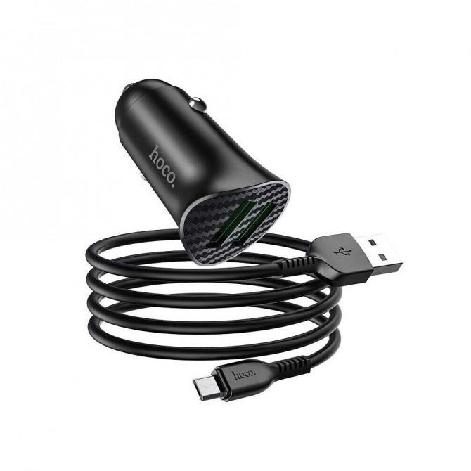 Автомобильное зарядное устройство Hoco Z39 QC3.0 Black + USB Cable MicroUSB