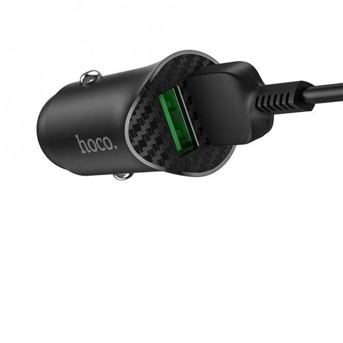 Автомобильное зарядное устройство Hoco Z39 QC3.0 Black + USB Cable MicroUSB-1