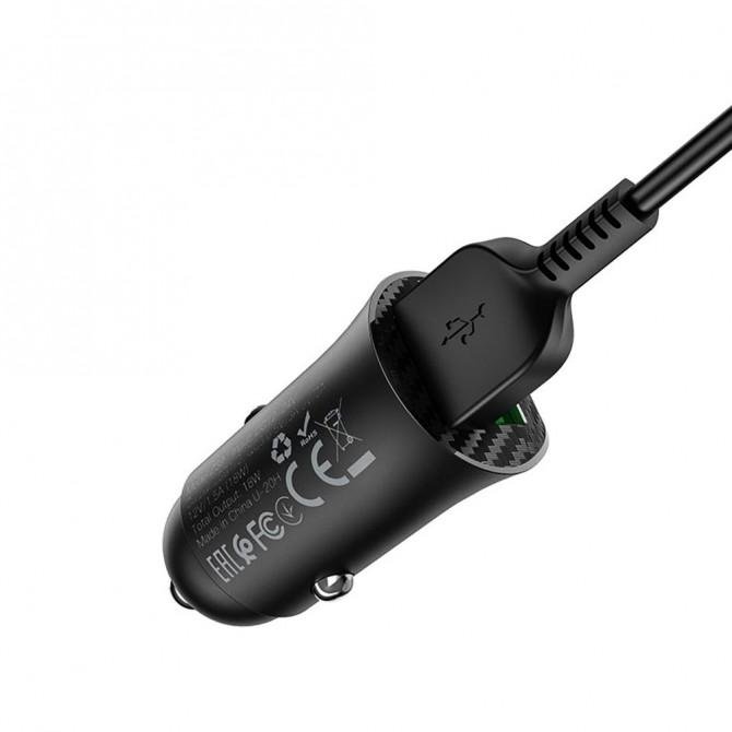 Автомобильное зарядное устройство Hoco Z39 QC3.0 Black + USB Cable MicroUSB-2