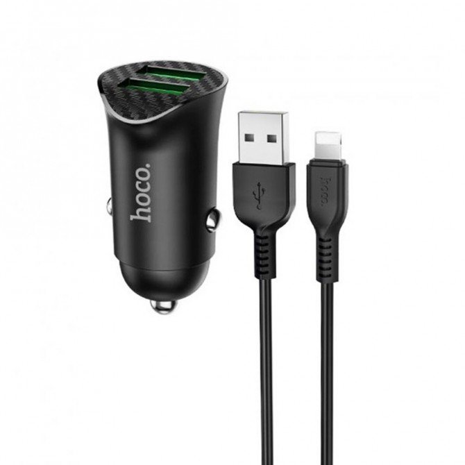 Автомобільний зарядний пристрій Hoco Z39 Чорний-1