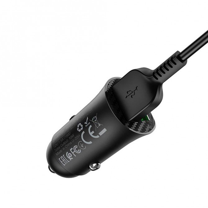 Автомобільний зарядний пристрій Hoco Z39 Чорний-2