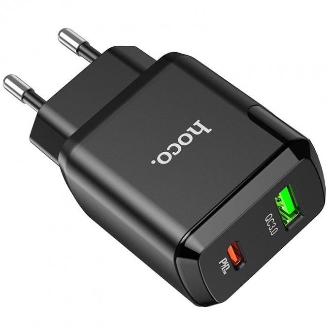 Мережевий зарядний пристрій Hoco N5 PD20W+QC3.0 Black + Cable Type-C to Type-C-1