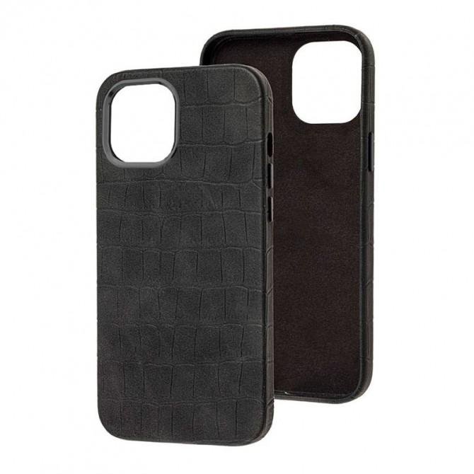 Чехол Leather Croc Case для Apple Iphone 14 Plus (6.7") Black