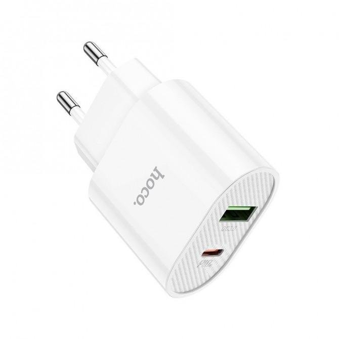 Мережевий зарядний пристрій Hoco C95A +Type-C PD20W QC3.0 White + Cable Type-C to Lightning (3A)-1