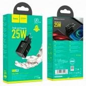 Сетевое зарядное устройство 1Type-C Hoco N19 (PD25W) Black