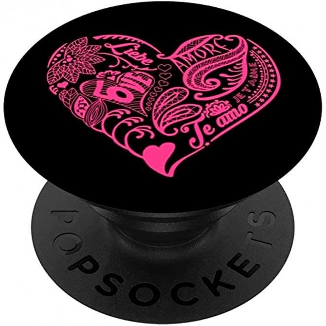 Держатель Pop Socket Heart Pink&Black
