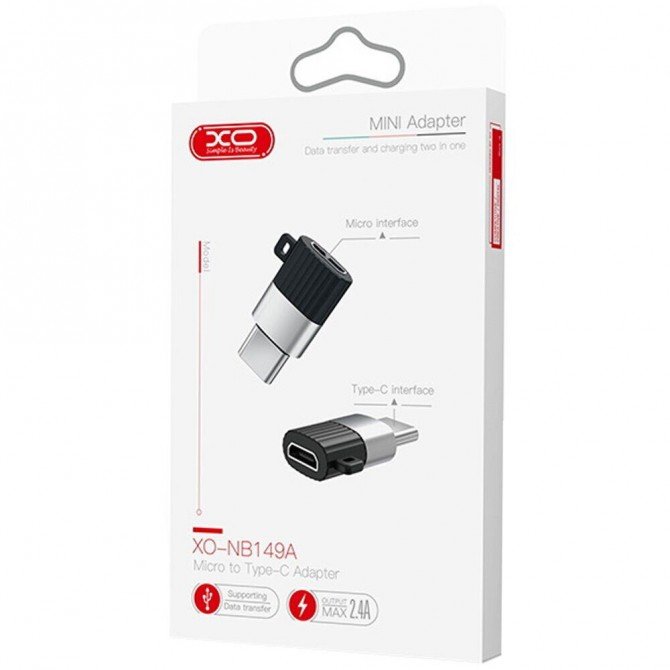 Адаптер XO NB149A microUSB to Type-C Black-1