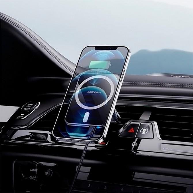 Холдер Borofone BH43 Xperience Magnetic Wireless Charging Black/Silver-2