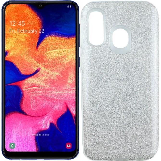 Чехол Silicone 3in1 Блёстки для Samsung A405 Galaxy A40 Silver