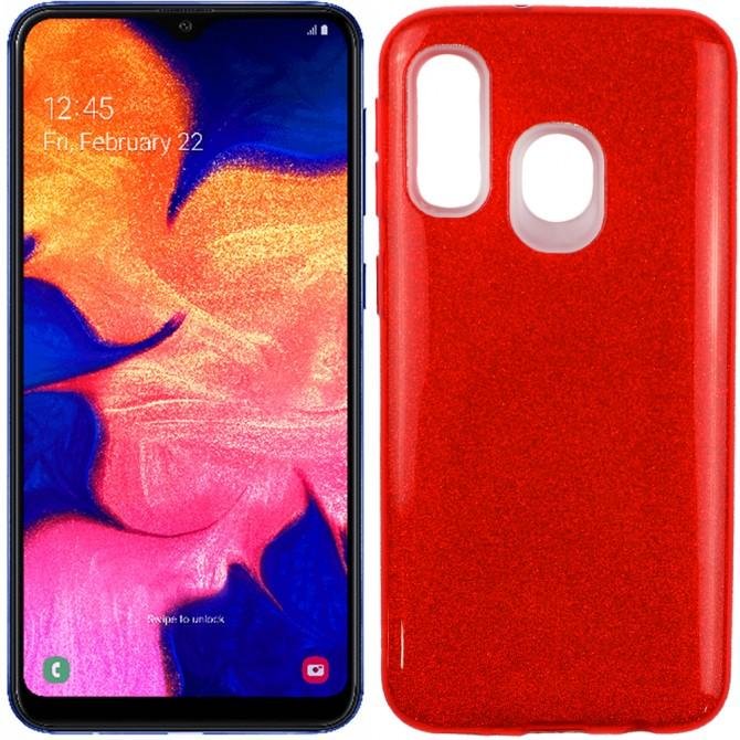 Чехол Silicone 3in1 Блёстки для Samsung A405 Galaxy A40 Red