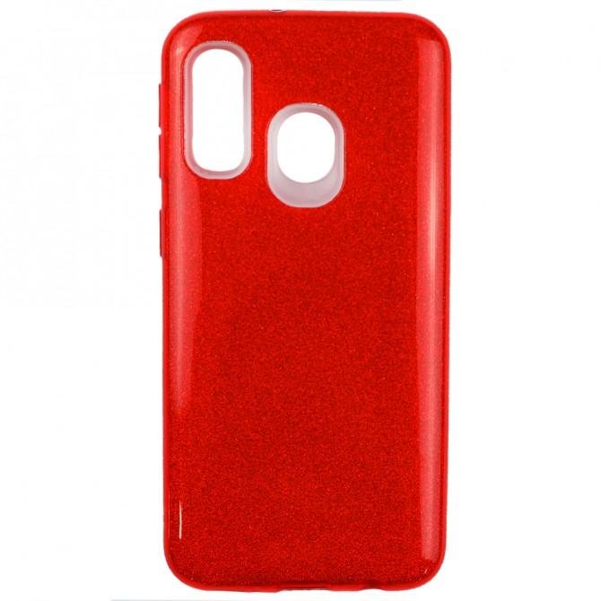Чехол Silicone 3in1 Блёстки для Samsung A405 Galaxy A40 Red-1