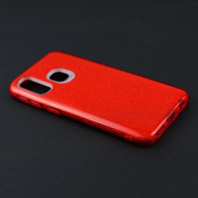 Чехол Silicone 3in1 Блёстки для Samsung A405 Galaxy A40 Red-3