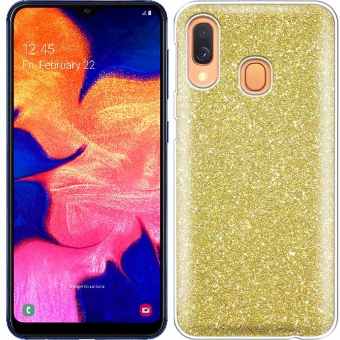 Чехол Silicone 3in1 Блёстки для Samsung A405 Galaxy A40 Gold