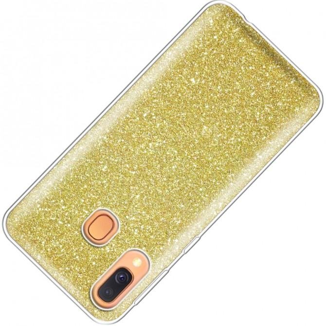 Чехол Silicone 3in1 Блёстки для Samsung A405 Galaxy A40 Gold-2