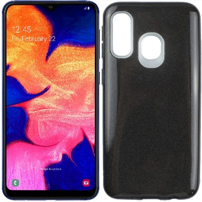 Чехол Silicone 3in1 Блёстки для Samsung A405 Galaxy A40 Чёрный