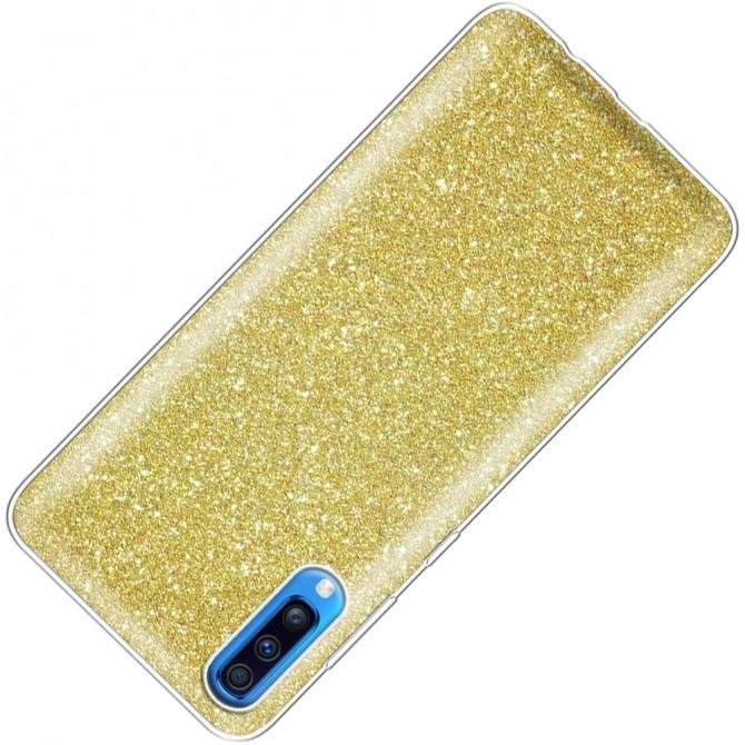 Чехол Silicone 3in1 Блёстки для Samsung A705 Galaxy A70 Gold-2