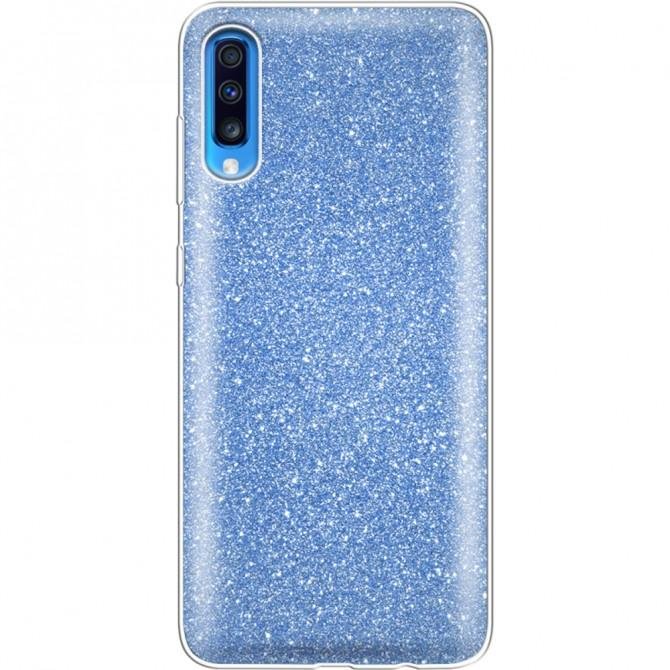 Чехол Silicone 3in1 Блёстки для Samsung A705 Galaxy A70 Blue-1