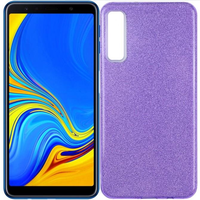 Чехол Silicone 3in1 Блёстки для Samsung A750 Galaxy A7 2018 Violet