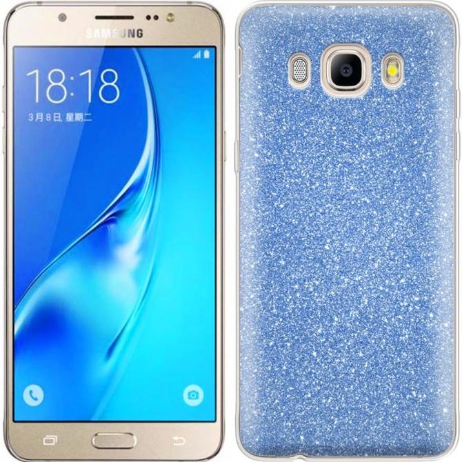 Чохол Silicone 3in1 Блискітки для Samsung J510 Синій