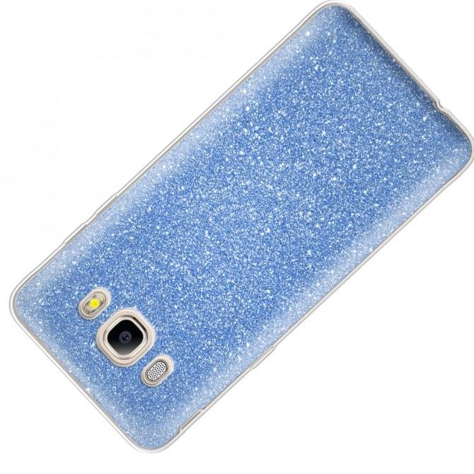 Чохол Silicone 3in1 Блискітки для Samsung J510 Синій-2