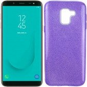 Чохол Silicone 3in1 Блискітки для Samsung J600 Фіолетовий