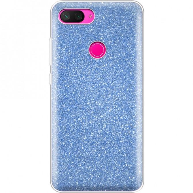 Чохол Silicone 3in1 Блискітки для Xiaomi Mi8 Lite Синій-1