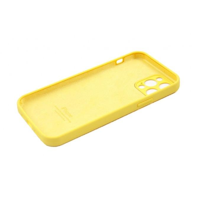 Оригинальный силиконовый чехол для iPhone 12 Pro Светло Желтый FULL (with camera protection)-1