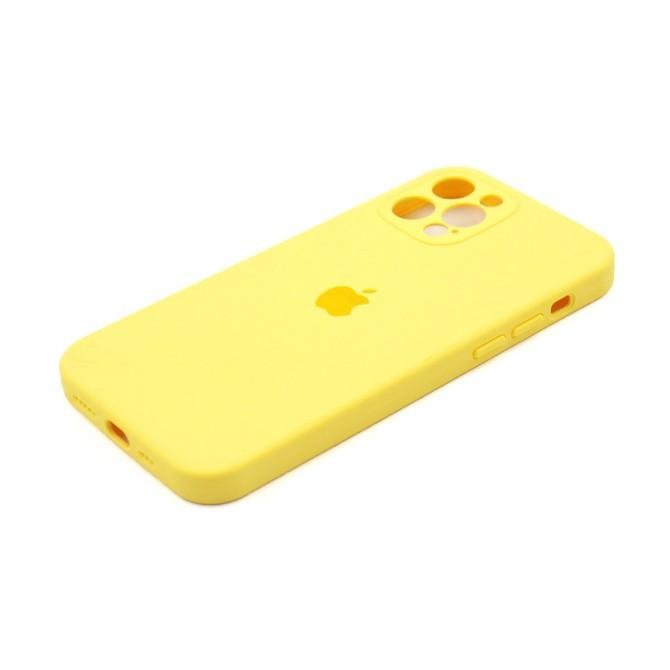 Оригинальный силиконовый чехол для iPhone 12 Pro Светло Желтый FULL (with camera protection)-2
