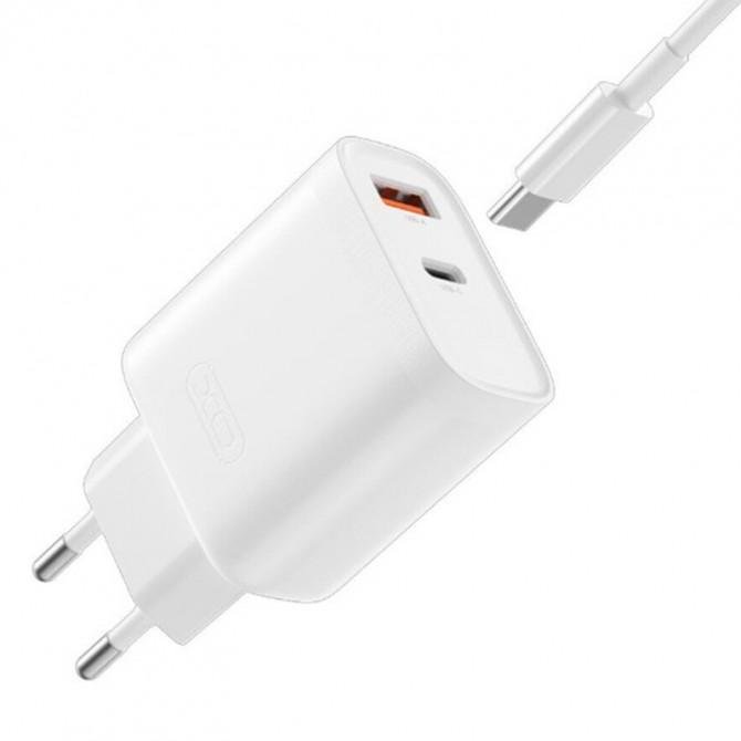Сетевое зарядное устройство XO L116 QC3.0 30W/1USB + 1USB-C White + Type-C Cable