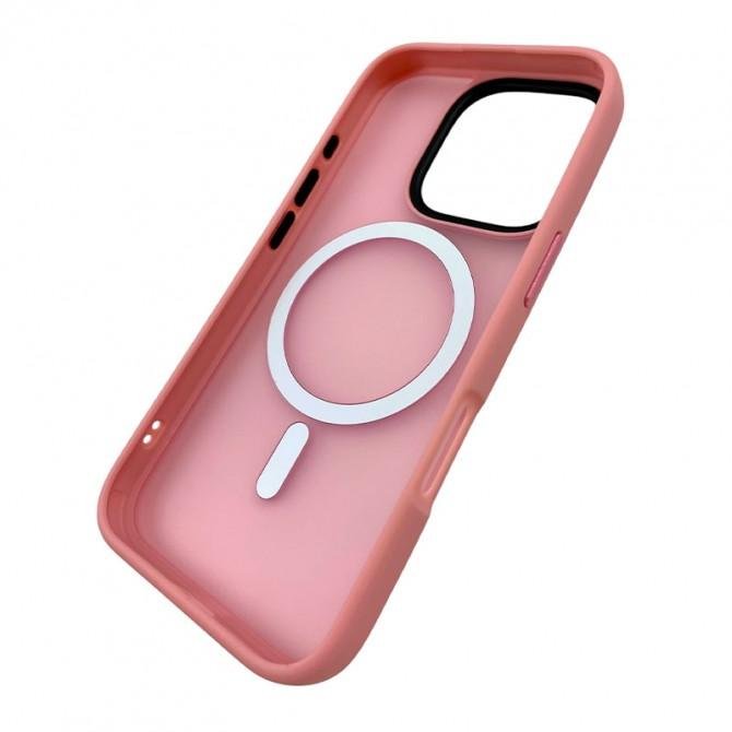 Чохол TPU+PC Metal Buttons with MagSafe Colorful для Apple iPhone 16 Pro (6.3") Рожевий-1