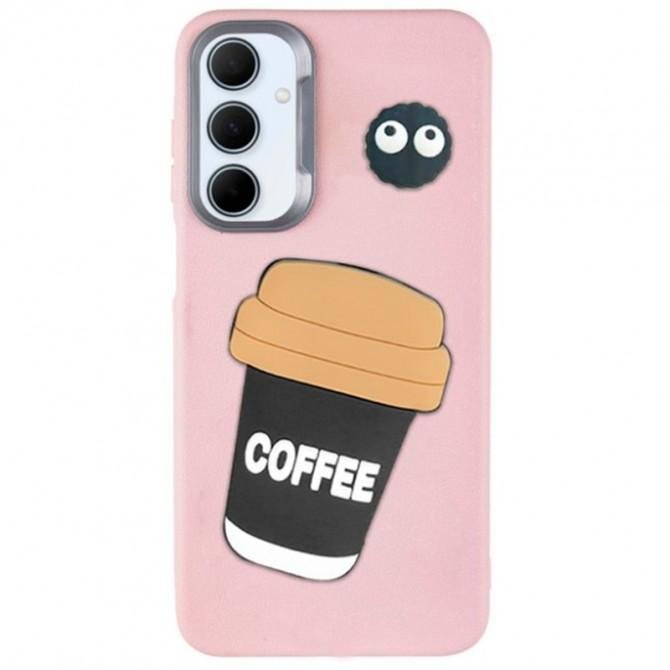 Чехол TPU Leather Toys для Samsung Galaxy A36 5G / A56 5G (Coffee / Pink)