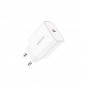 Мережевий зарядний пристрій Borofone BA57A PD 20W 3A White + Type-c to Lightning