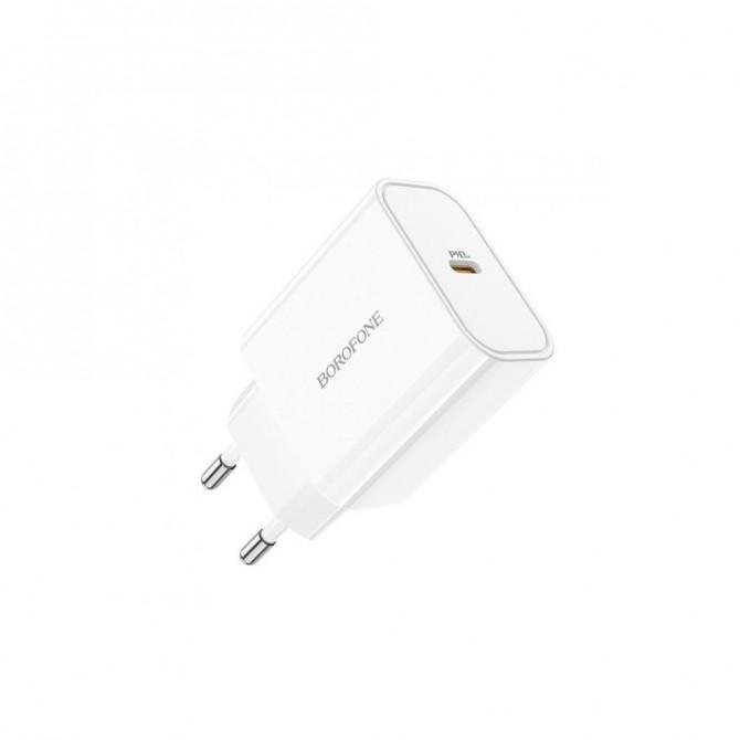 Мережевий зарядний пристрій Borofone BA57A PD 20W 3A White + Type-c to Lightning