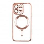 Чехол TPU Metallic Full Camera with Magsafe для iPhone 15 Rose Gold